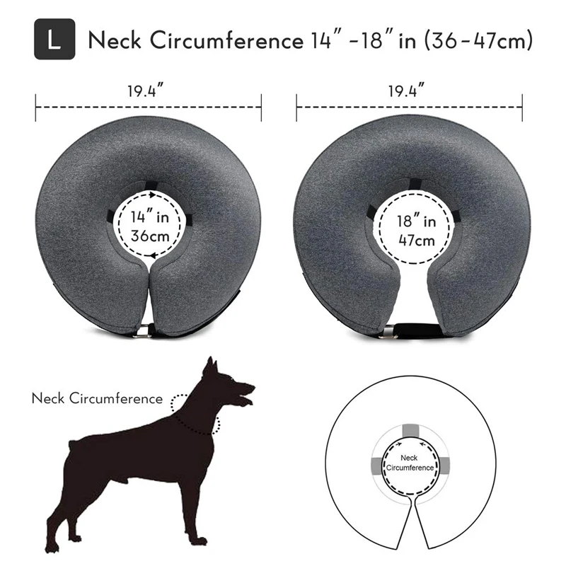 Inflatable Cone Collar Large Medium Small Dogs Adjustable Donut Cone Alternative After Surgery Prevent Bite Scratch Pet Collar