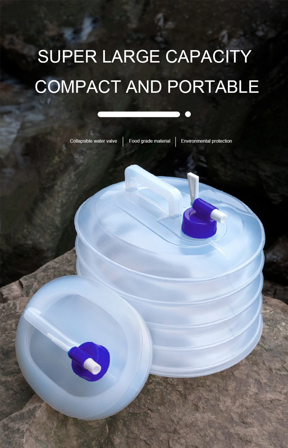 Portable Outdoor 5L 10L 15L Water Storage Tank Bag Camping Collapsible Carrier Water Container Jug For Camp Picnic Travel