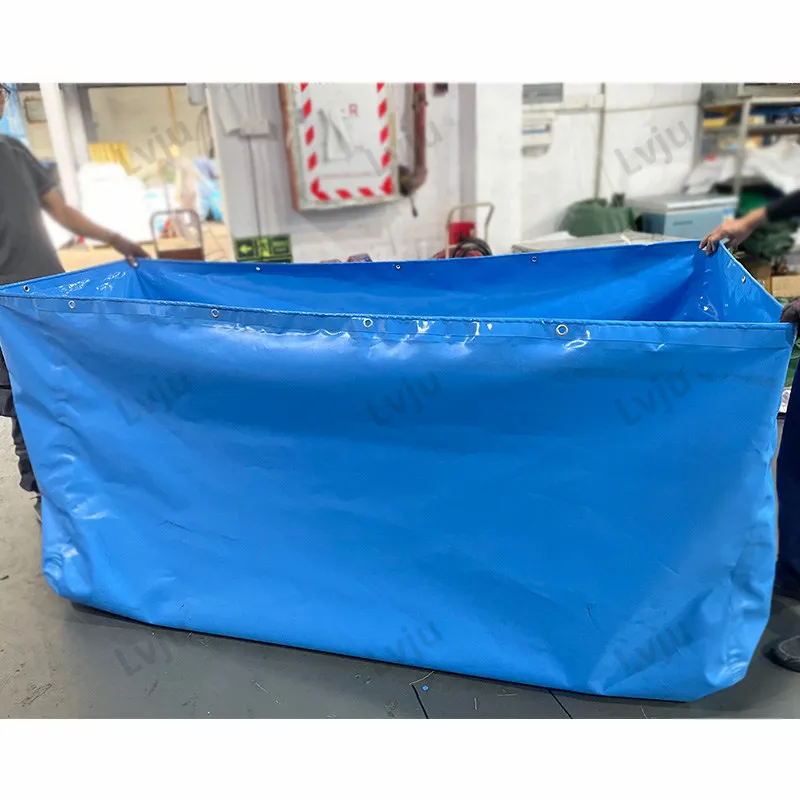 LVJU Aquaculture Tank Use Outdoor Fish Pond Liner 2000 liters 2x2x1m 500 gallons, 6.6x3.3x3.3 ft PVC Blue Pond Liner