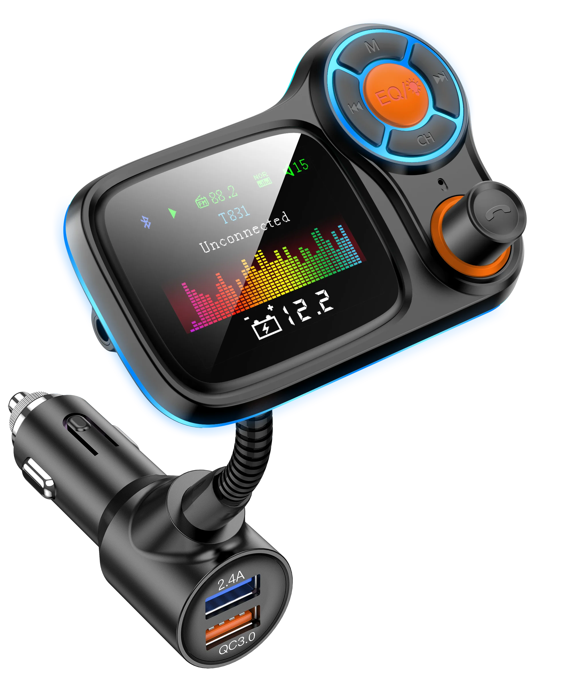  Съемное автомобильное зарядное устройство для MP3-плеера с двумя USB-портами музыкальный стерео-плеер громкой связью FM-передатчик автомобильный