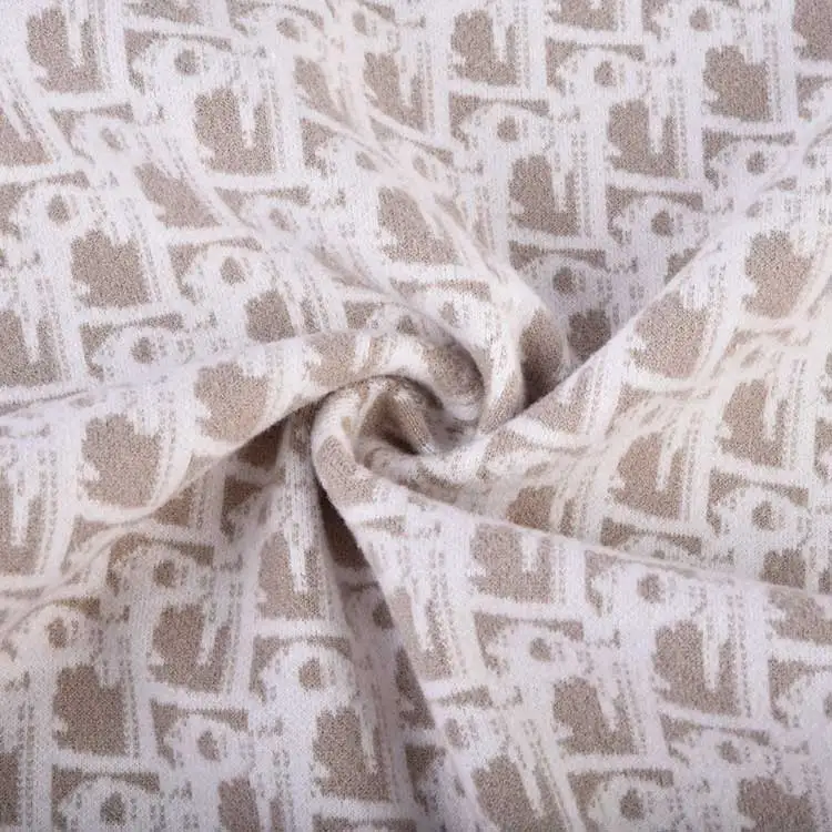 Customized Pattern 100% Polyester Double Faced Brushed Jacquard Knitted Fabric for Clothing Pants Coats