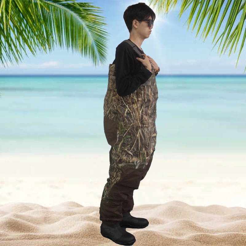 2023 New Custom OEM Neoprene Camo Chest Wader with Rubber Boots for Hunting Ducking Fishing