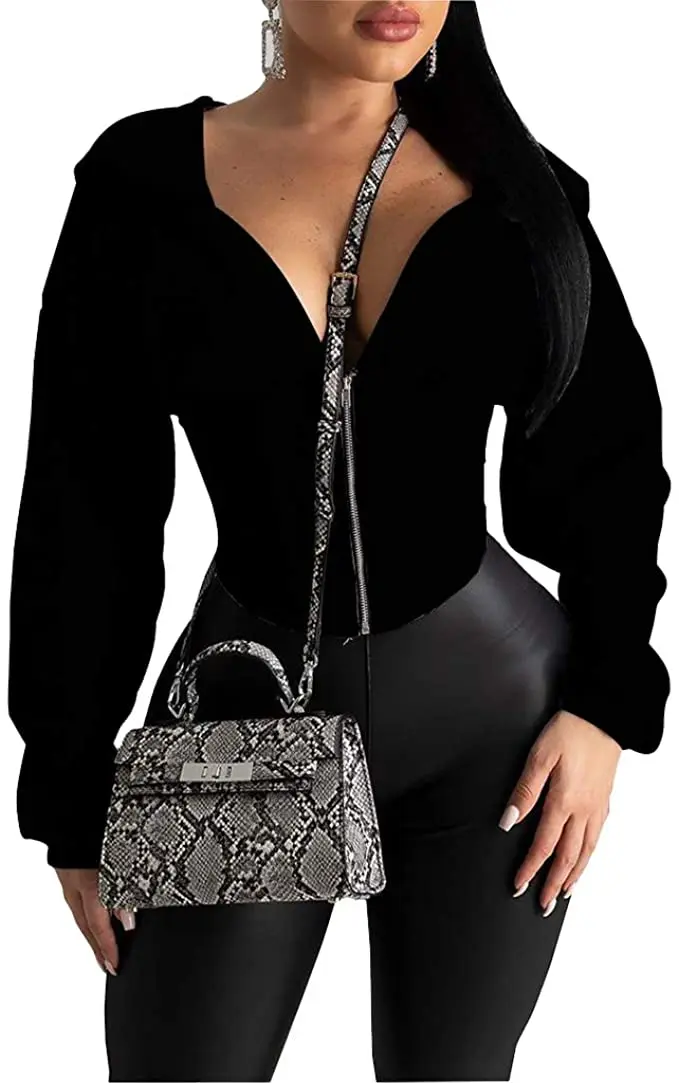 Oversized sweatshirts and pullover crop top grey zip sexy fashion women hoodie crop top