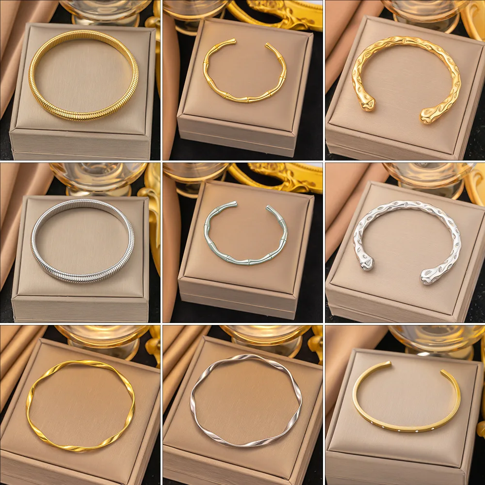Manufacturers Directly Batch The New Gold-Plated Bamboo Stainless Steel Exquisite Simple Fashion Bracelet For Men Women