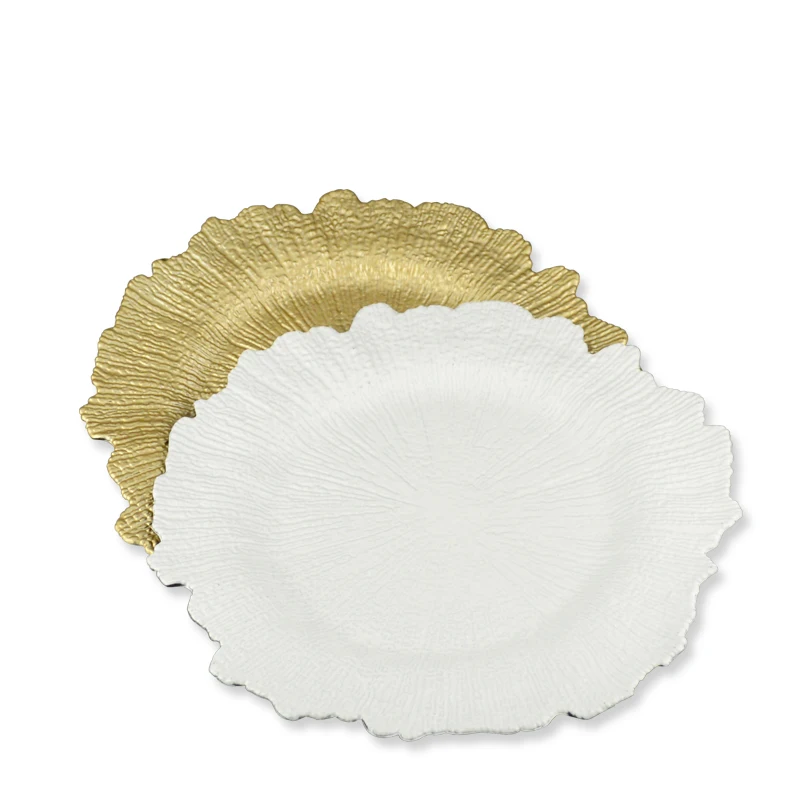 Wholesale cheap reusable fancy luxury party supplies serving tray plastic plate for wedding