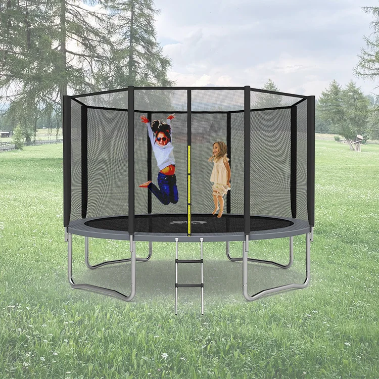 Zoshine 8ft-14ft Outdoor Trampoline with Non-Slip Stainless Steel Ladder PVC and Nylon Straight Bar Enclosed Net by Zoshine