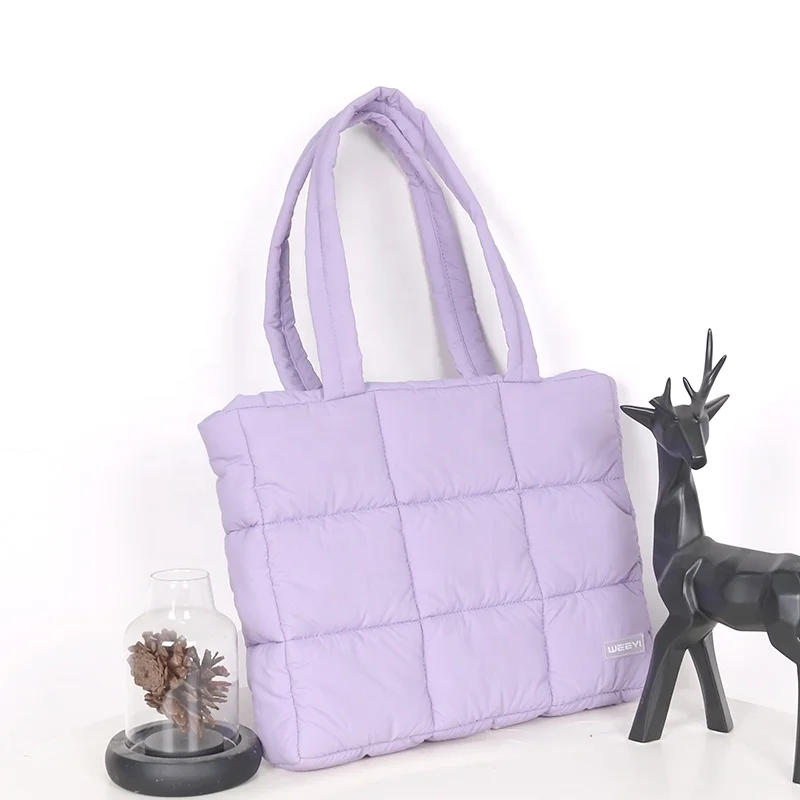 CHANGRONG Custom large Women puffer quilted tote bag nylon