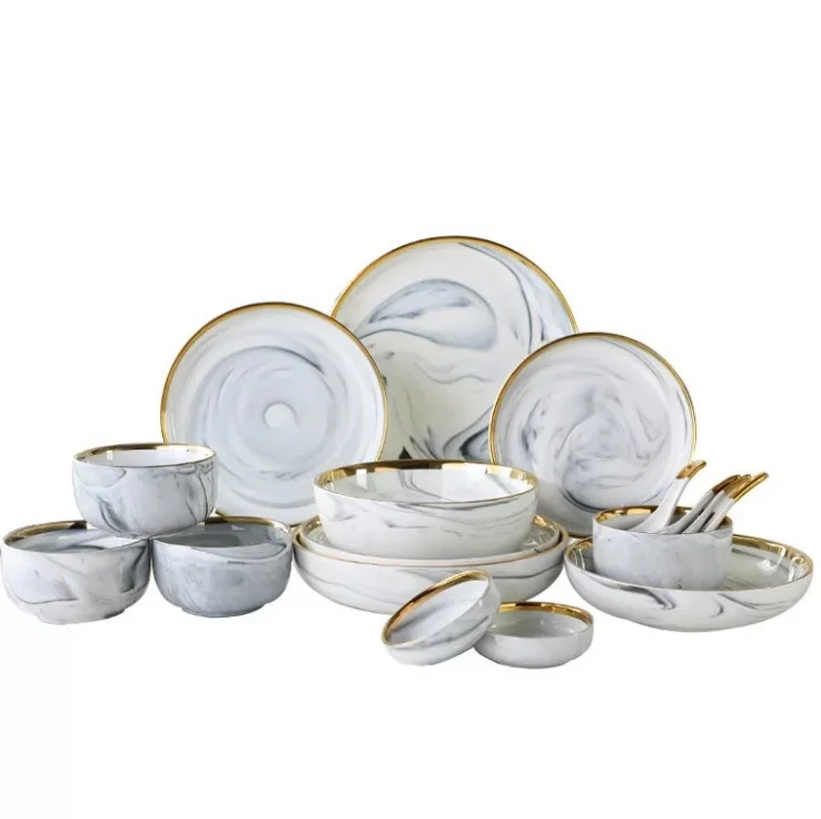 Ceramic dinner plates set price 2021 new style porcelain dinner sets restaurant crockery dinnerwares