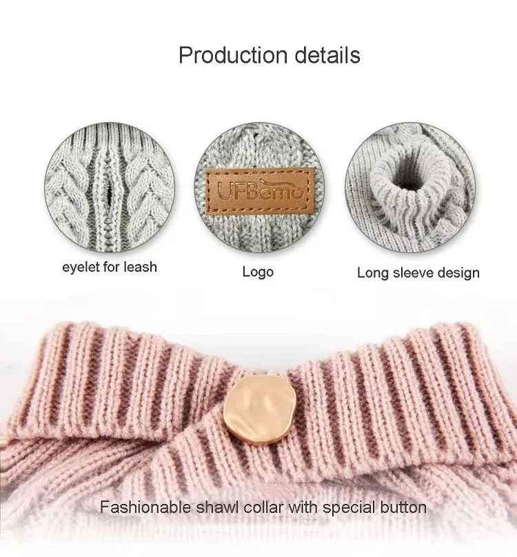 hot sale wholesale manufacturer cute warm classic cable knit pet cat dog sweater clothes apparel