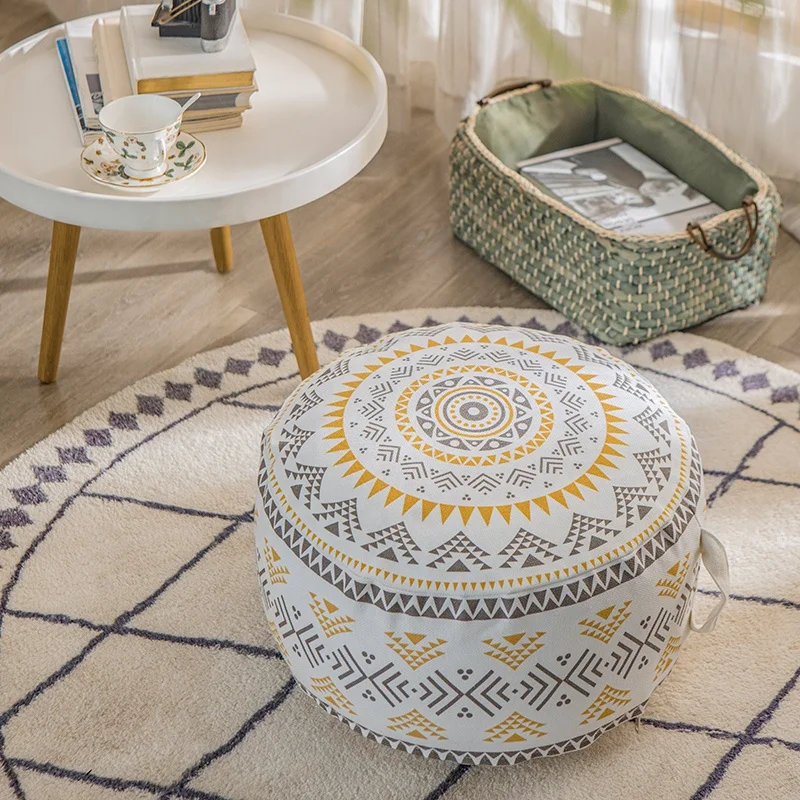 
Wholesale Modern Living Room Removable Washable Shoe Stool Nordic Moroccan Vintage foldable Floor Round Storage Pouf Ottoman 