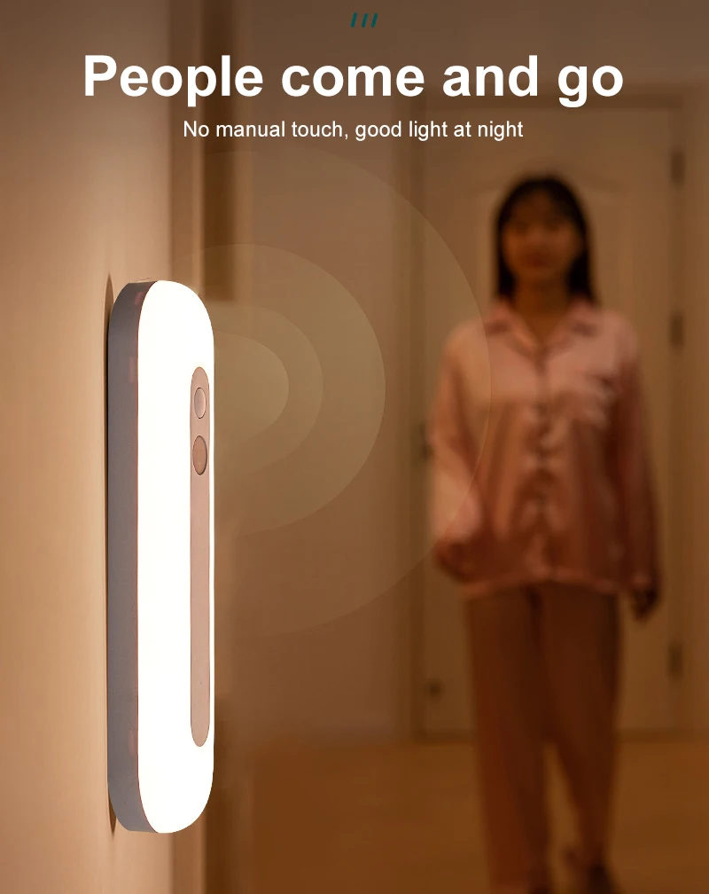 18cm/30cm Intelligent LED Night Light Motion Sensor Wireless Cabinet Lamp USB Rechargeable For Bedroom Kitchen Wardrobe Lamp