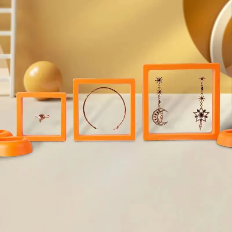 3d Floating Nail Gift Box Tips Display Stand Holder Packaging With Pet Film Jewelry Stones Presentation Case Custom Logo