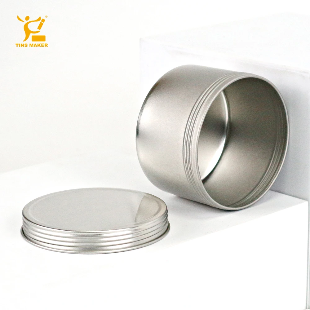Customized Silver Empty Round Gift Metal Tin Box 8 oz Tin Candle Container Jar Box Tin Can for Candle Candy Wax Tea Gift