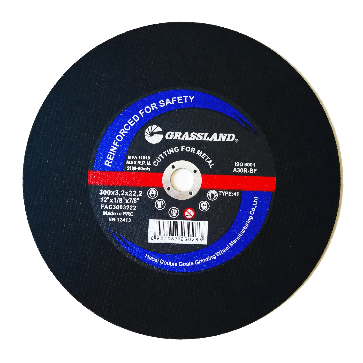 GRASSLAND 12 inch 300 X 3.0 X25.4/32mm cutting disc cut off wheel for metal and stainless steel