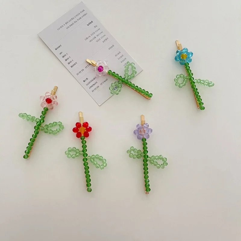 Hot Sale Crystal Beaded Hair Clips Bobby Pins Fashion Hairgrips Accessories For Women Barrette Hairclip Hairpin