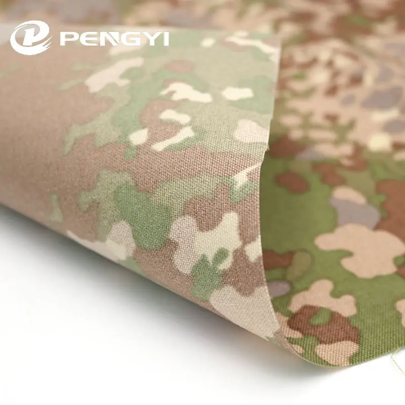 Camouflage Oxford Fabric Pu Coated Tactical Gear Material Waterproof 50% Nylon 50% Cotton Fabric
