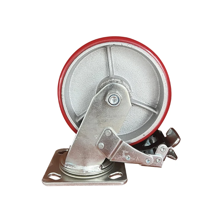 PVC Heavy Duty Rubber Castor Industrial Swivel Trolley 4 5 6 8 Inch Polyurethane Caster Wheel With Brake