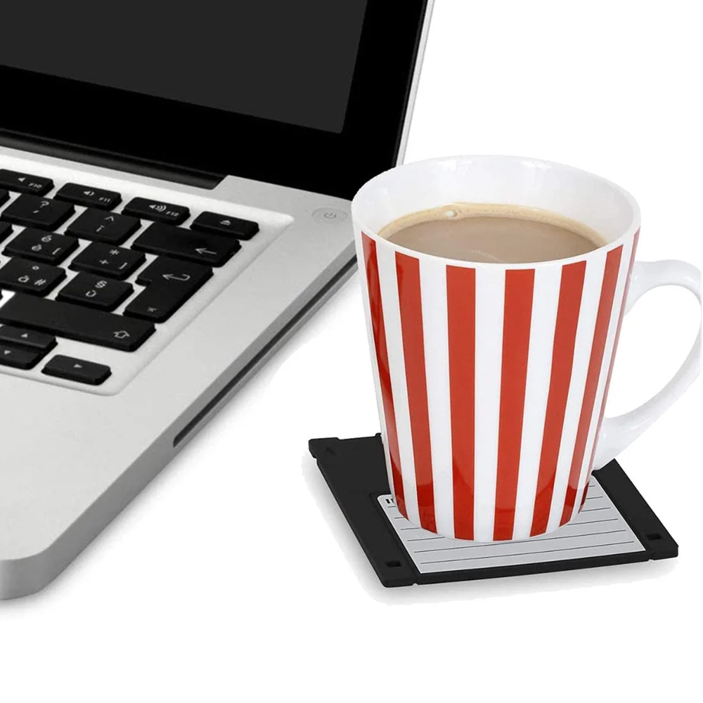 Floppy Disk Cup Black Coaster Silicone Rubber,silicone Mats & Pads Non-slip -40 Degree 230 Degree 9.2*9*0.2cm Everyday 500sets