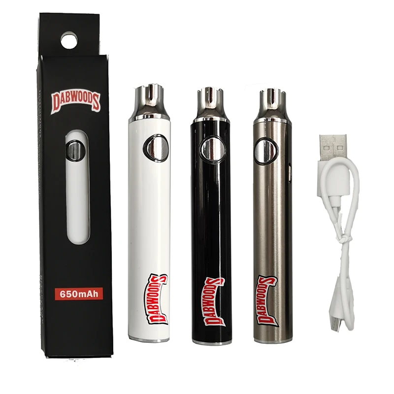 
Fast Shipping Dabwoods Preheating Vape Pen 650mah Vaporizer Batteries 510 Thread Vaping Battery with USB Cable 