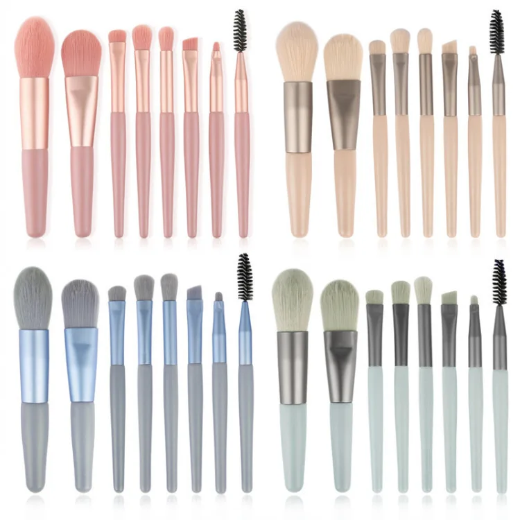 Hot Sale Professional Vegan  Soft High Quality Synthetic Fiber 8pcs Makeup Brush Set Pink