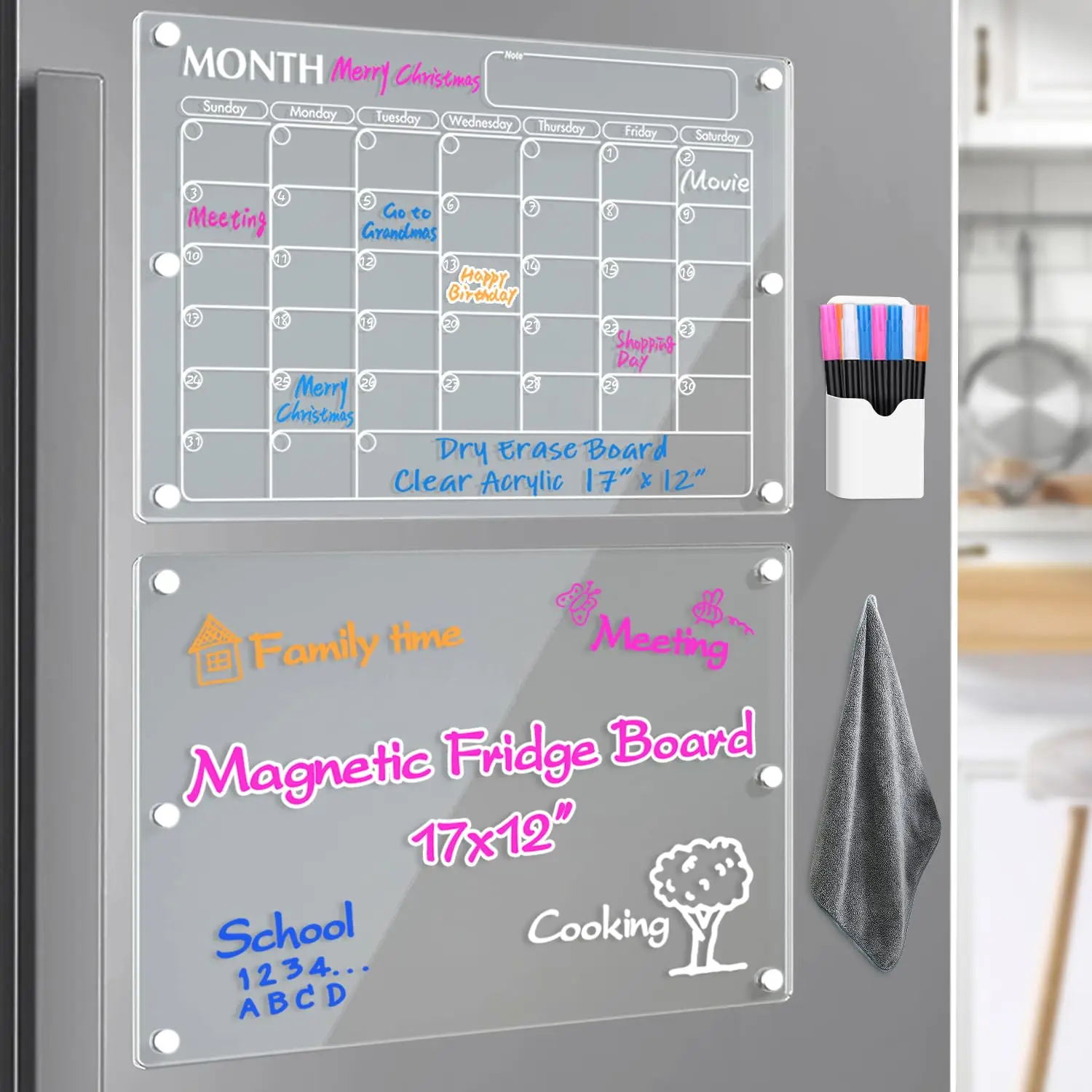 Customize Monthly And Weekly Planner Dry Erase Board Acrylic Magnetic Calendar for Fridge