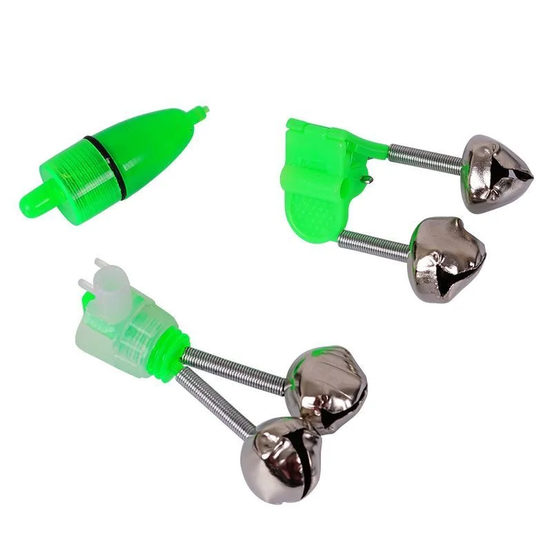 Fish Bait Alarm Double Fishing Alarm Bell Night Fishing Rod Tip Red LED Light
