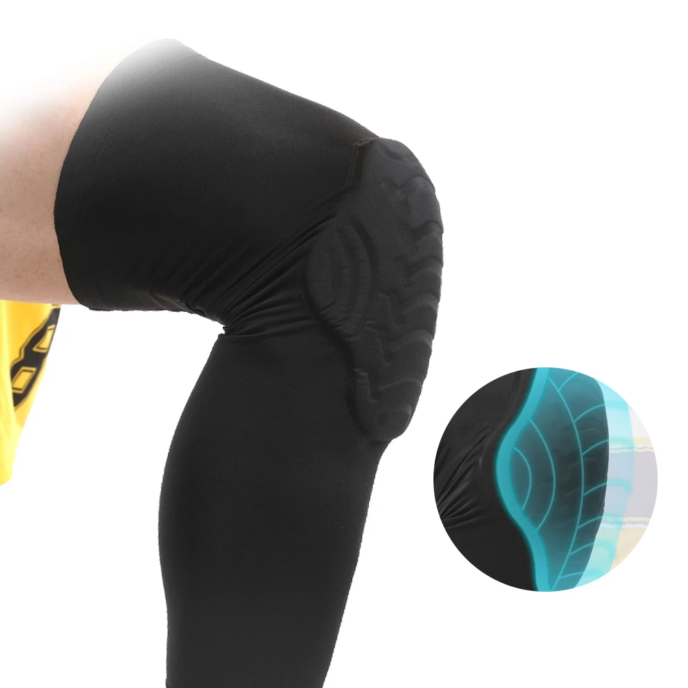 Factory Produces Breathable Elastic Basketball Crash Knee Pads Eva Honeycomb Knee Brace Long Leg Sleeve