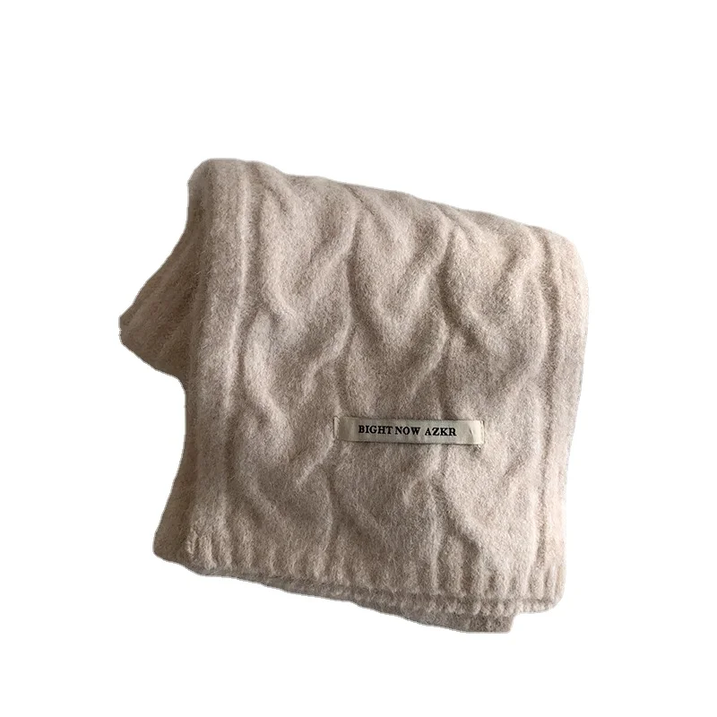 Cashmere Scarves Lady Winter Thicken Warmer Soft Pashmina Shawls Wraps Female Pure Color Knitted Long Scarf for