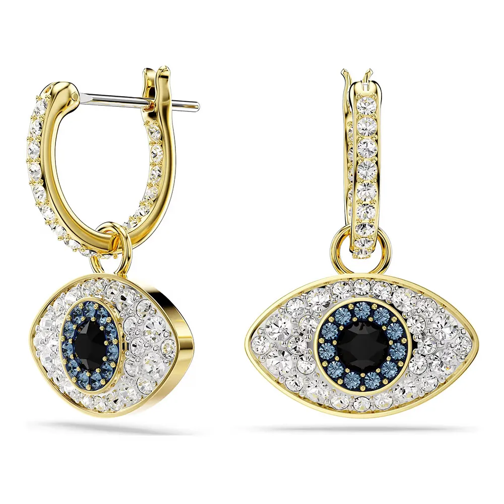 Luxury Stainless Steel Rose Gold Evil Eyes Huggies Hoop Drop Dangle Diamond Earrings Jewelry Women