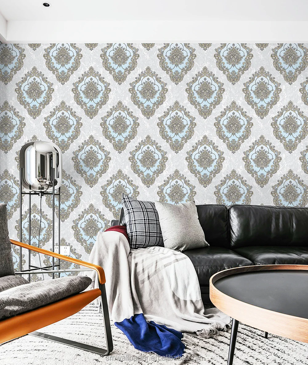 Deep Embossing Modern Wallpaper Rolls Texture Damask Wall Coating PVC Wallpapers 1.06m big size wall paper for home decoration