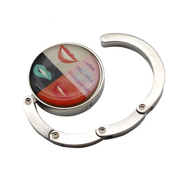 Wholesale portable table purse hook bag hanger epoxy sticker design your logo