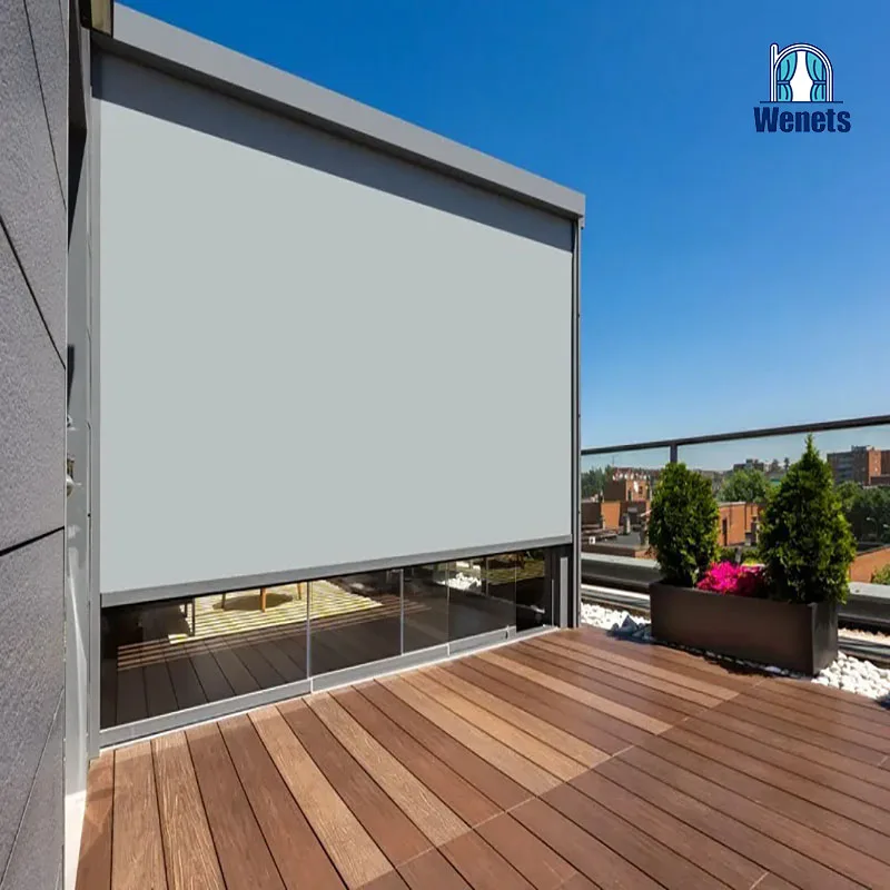 Windproof/Waterproof Sunshades Channel Guided Custom Zipper Outdoor Roller Blinds  For Terrace  Patio