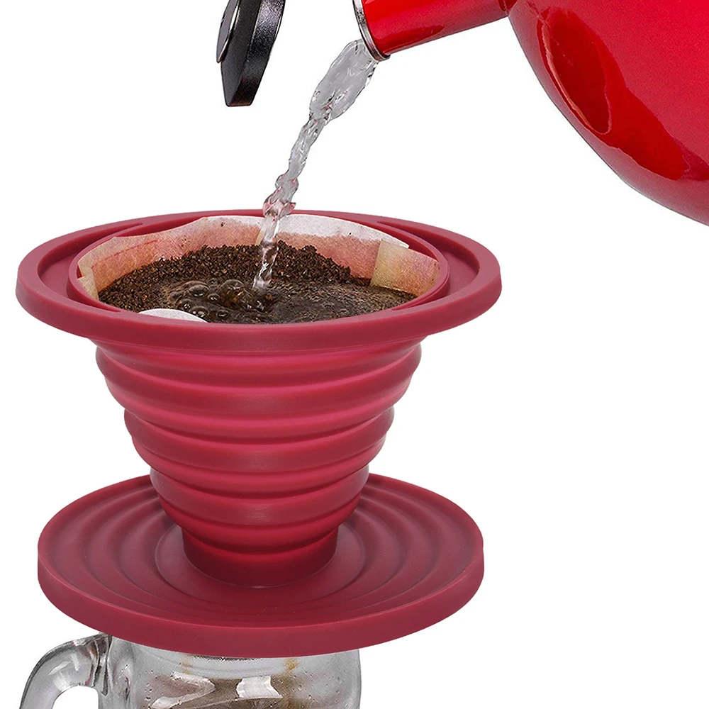 Eco-friendly Non-Stick Collapsible OEM Factory Silicone Coffee Dripper Reusable Drip Cone silicone Coffee Dripper