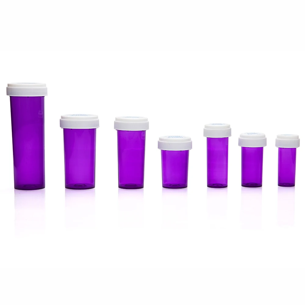 Custom printing logo plastic medicine pill reversible cap bottle dram rx medicine pill vials