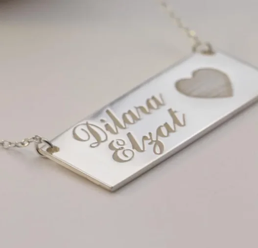 925 Sterling Silver Stamped Two Names Love Heart Charm Customized Necklace Pendant Any Words Engraved Fashion Jewelry Wholesale