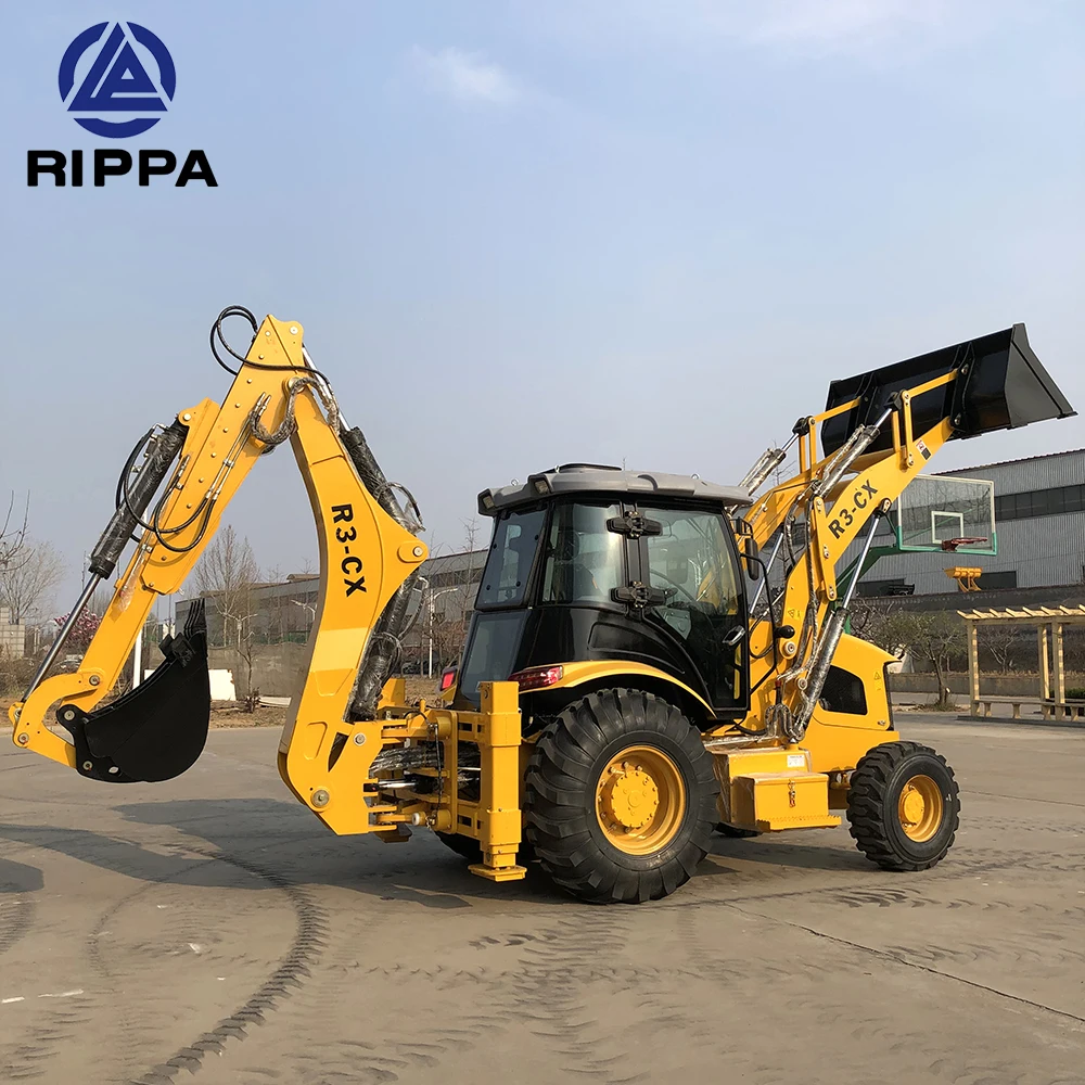 Rippa 4x4 Wheel Loaders Front End Loader 8 Ton Backhoe Loader Retroescavadeira With CE Certification