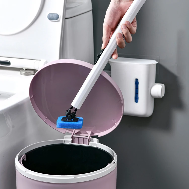 Newly Replaceable Refill Heads Disposable Toilet Cleaning Brush For Bathroom Sponge head Toilet brush with base