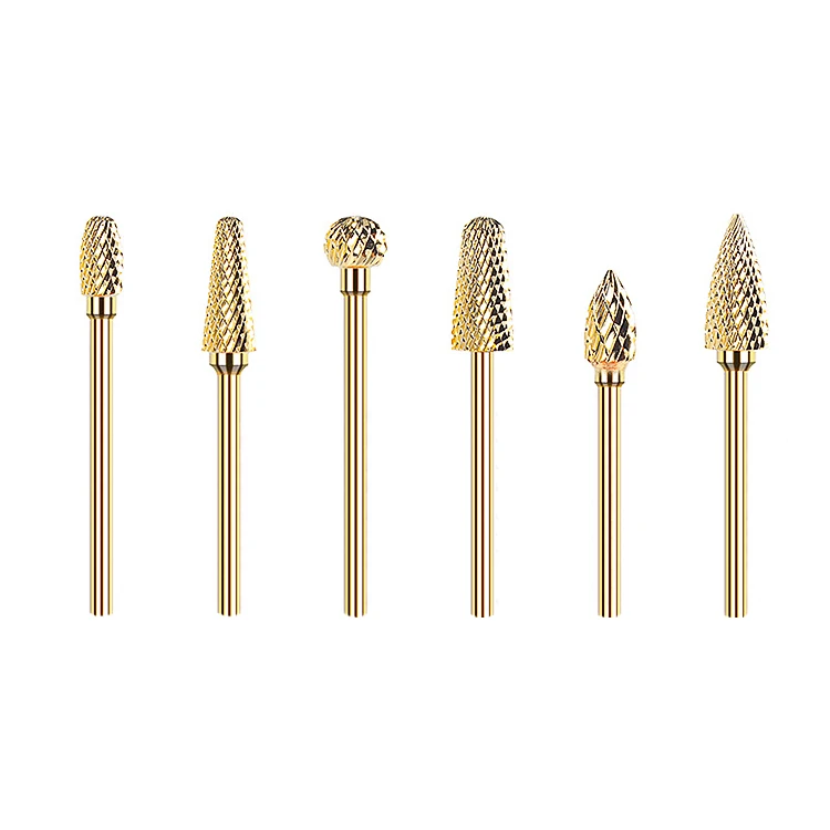 Safety  Gold Tungsten Steel Nail Drill Bits Burr Milling Cutter
