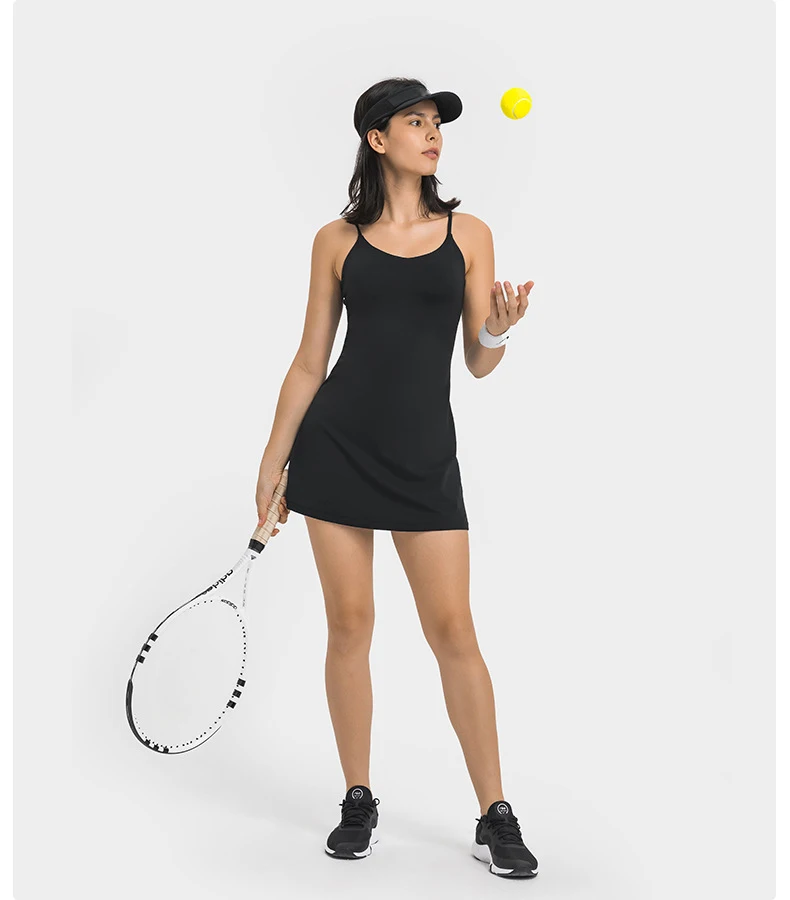 New one piece skirt with chest pads outdoor golf leisure training dress fitness high elastic yoga tennis clothes dress
