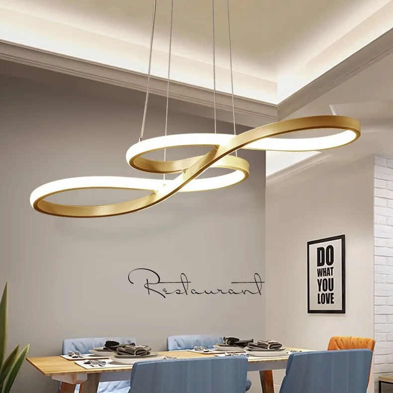 Designer Minimalist Nordic Lights Restaurant Living Room Iron Curved Linear Ring Pendant Light