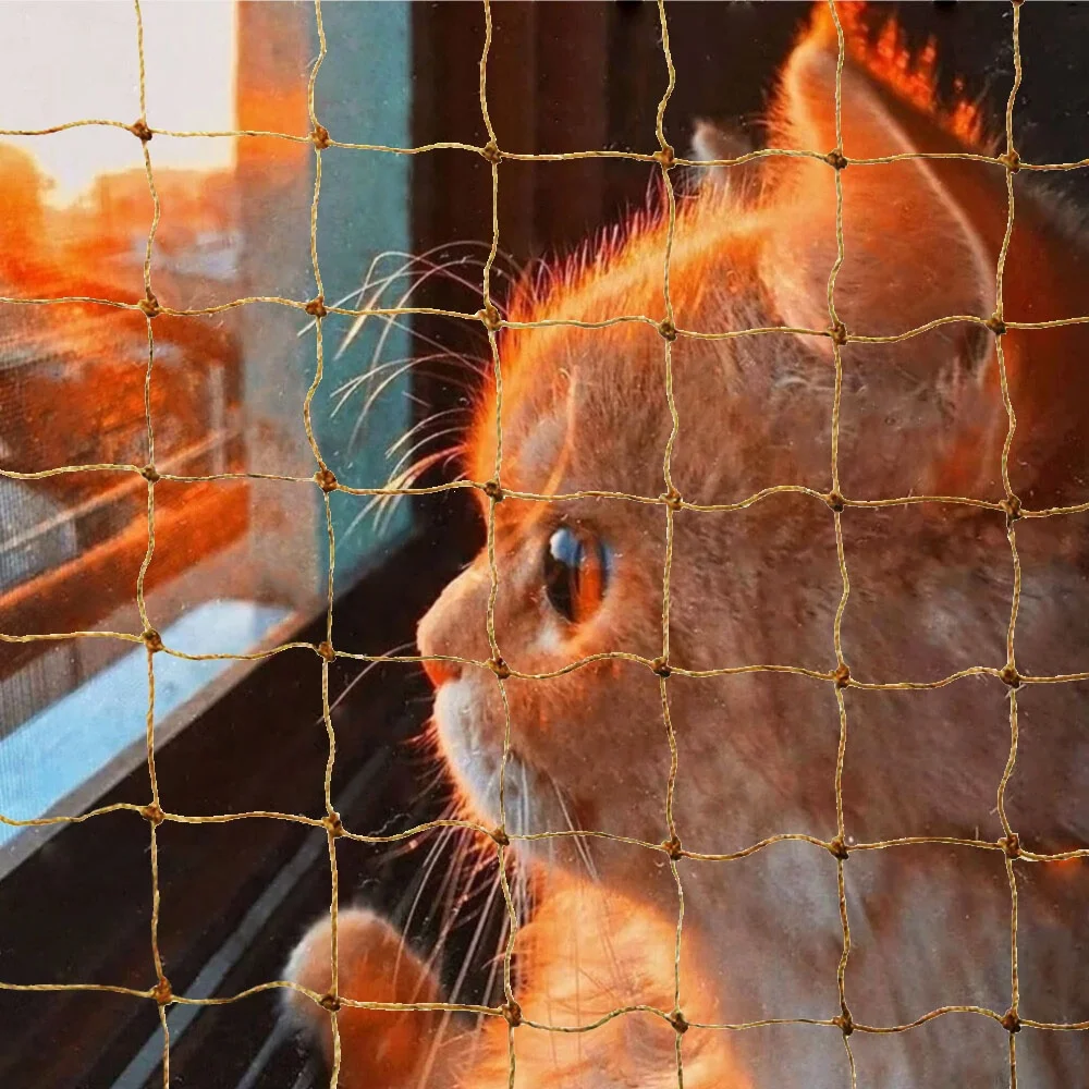 Heavy-duty protection beige nylon reinforced customizable balcony cat net