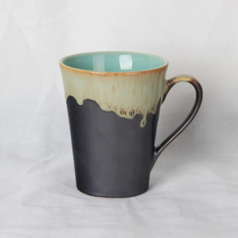 american style modern shiny reactive glazed pink custom coffee ceramic coffee mugs