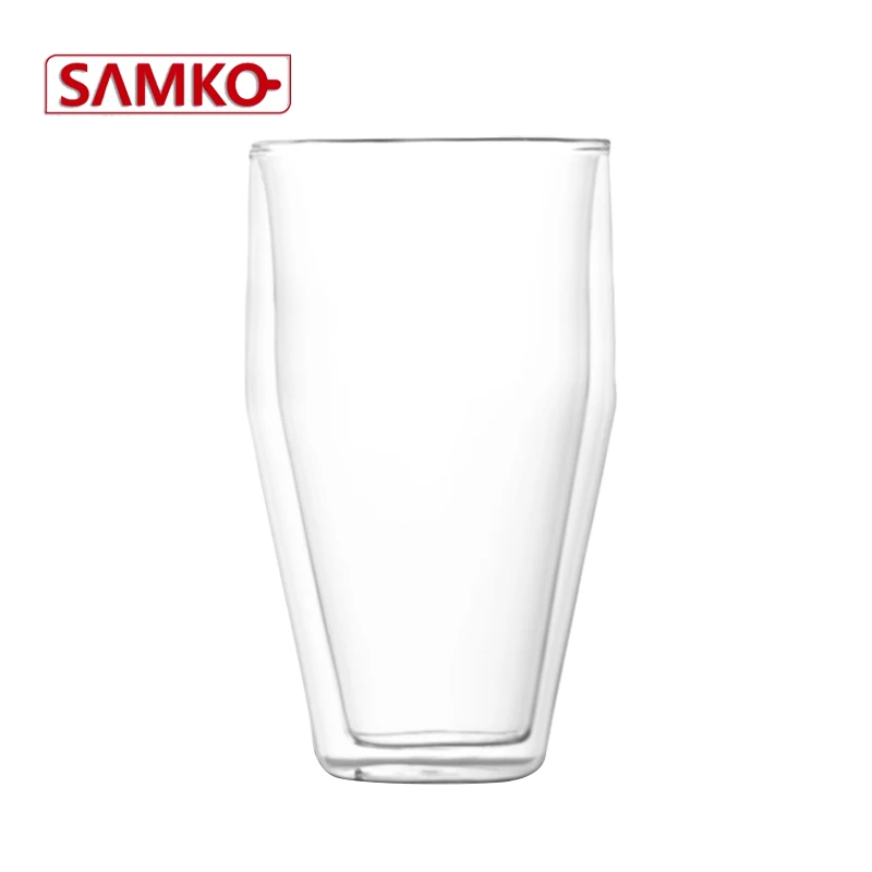 
borosilicate insulated double wall glass cup 450ml 