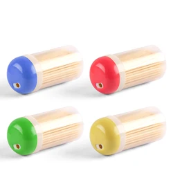 Low MOQ Portable Bamboo Eco friendly two Side Wooden Food sticks Teeth stick Toothpick Tube Holder