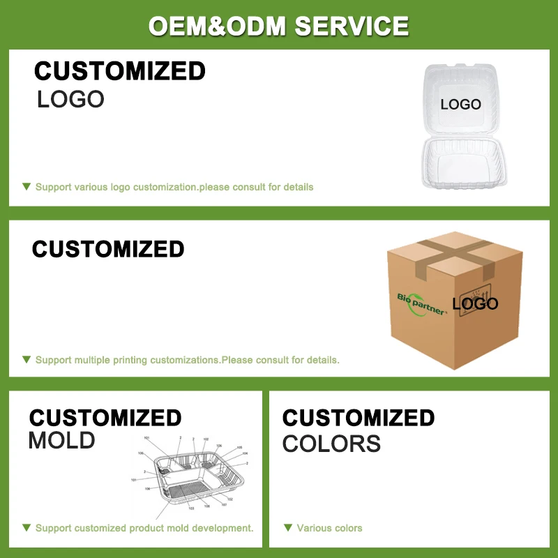 Customized Logo Disposable BOPS Plastic Fast Food Packaging Takeaway Clear Clamshell Packaging Clear Bread Container With Lid