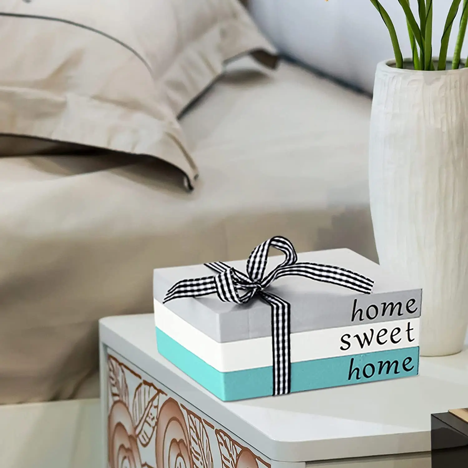 
Mantelpieces Coffee Bow Modern Stack Book Home Sweet Home Wooden Faux Book 