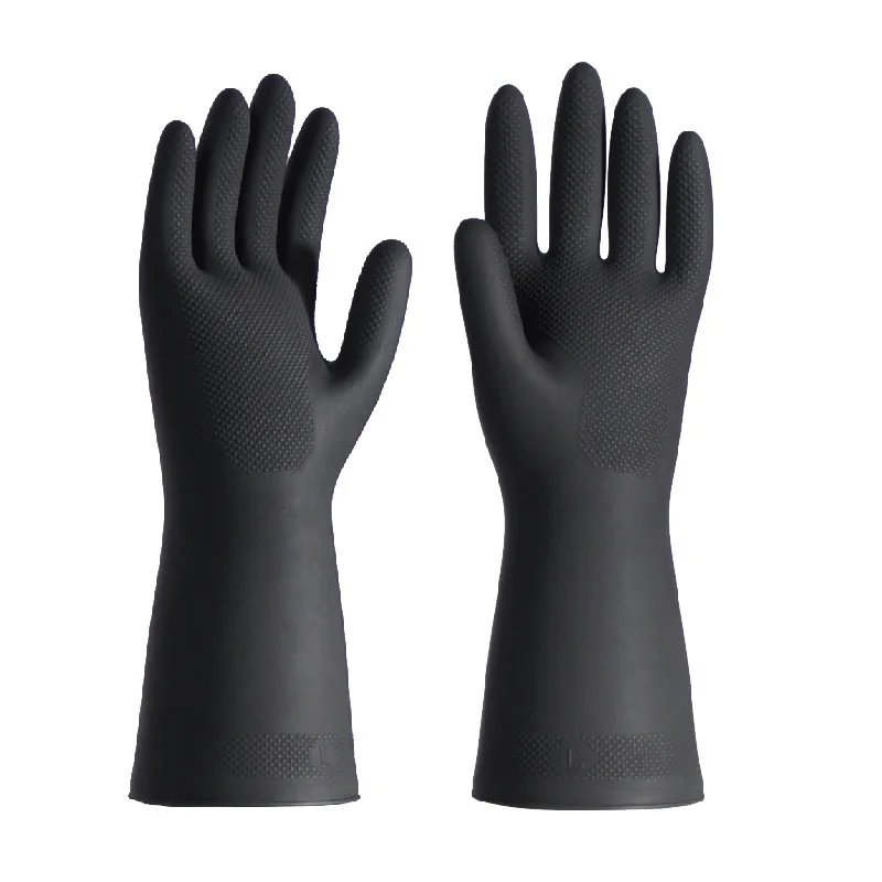 Wholesale Black Rubber Gloves Industrial Long Sleeve Waterproof Latex Gloves Thickened Wear-resistant Kitchen Cleaning Gloves