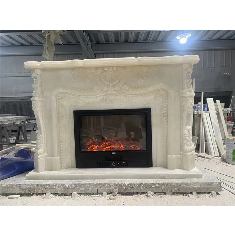 good quality Interior Marble Fireplace Mantel Surround Decoration White Marble Fireplace Mantel