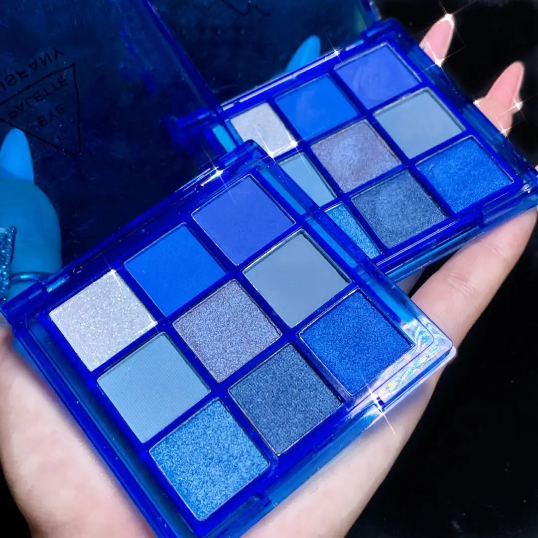 Go H 9 Style Shimmer Design Waterproof Cool Smokey Matte Pearl Eye Blue Eyeshadow Palette