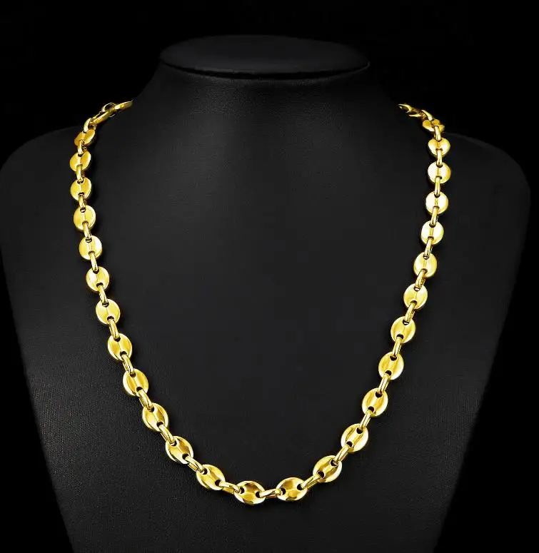 Anklet  bracelet Necklace Choker 18k gold silver black coffee Link Chain 7mm 9mm 11mm custom length Necklace Collar y pulsera